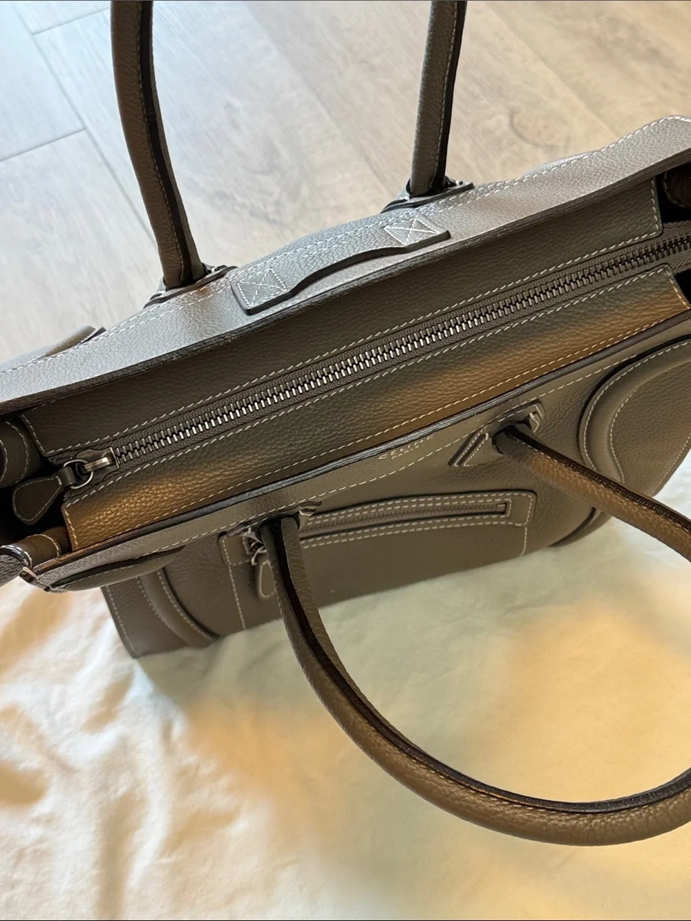 Celine Taupe Brown Souris Leather Mini Luggage Tote